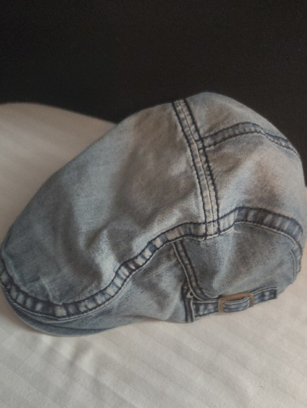 Wait Y2k Retro Street Wear Grunge Blue washed Denim Cabbie  Newsboy Cap - Picture 7 of 11